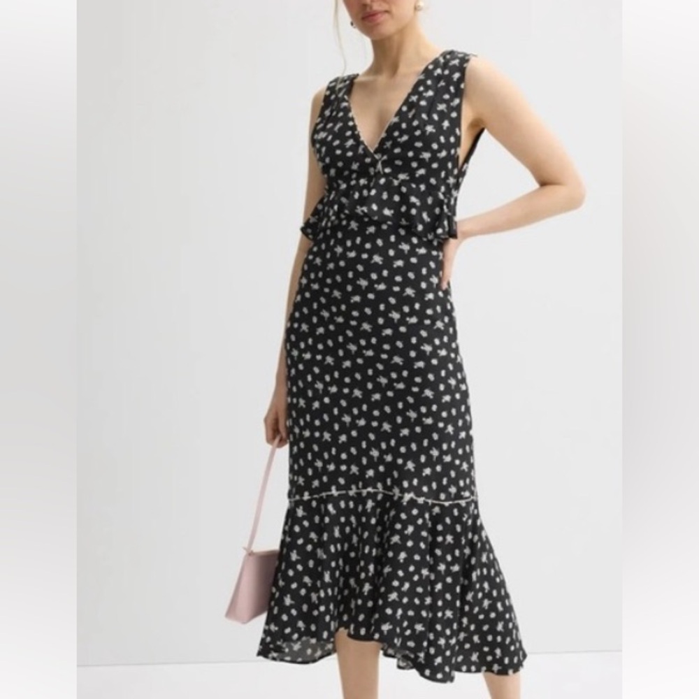 Claudie Pierlot Black and White Rusmin Petite Fleurs Maxi Dress Size Large